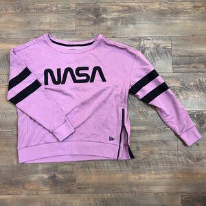 Ladies New Era NASA Worm Crewneck Sweatshirt Side Zip Small